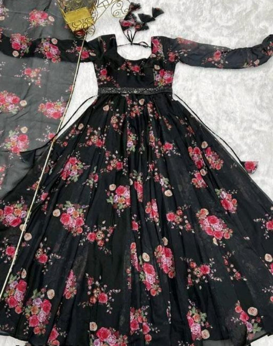 Bloom in Black Anarkali / Grace Meets Glamour in Every Flare!