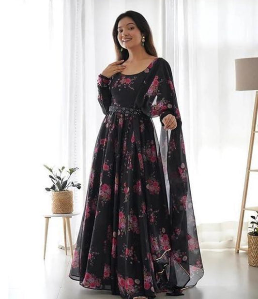 Bloom in Black Anarkali / Grace Meets Glamour in Every Flare!